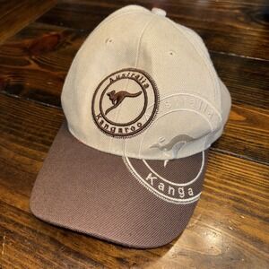 Australia Kangaroo Kanga Tan Brown Unisex Hat Cap Adjustable Vacation Outback‎
